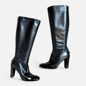 Y2K Kenneth Cole skyscraper black leather heeled boots